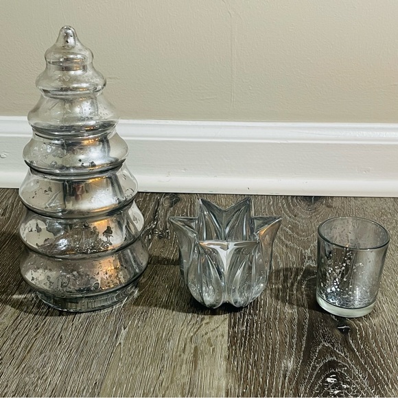 🔥Pottery Barn vintage holiday mercury glass home decor Lenox crystal votive - Picture 5 of 16